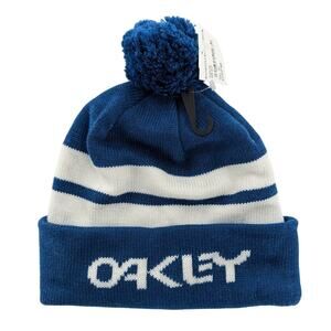 Mens Hat Oakley Men's B1B Logo (Striped) Beanie Blue Knit Hat